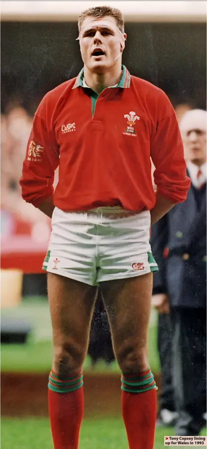  ?? ?? > Tony Copsey lining up for Wales in 1993