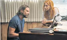  ??  ?? Bradley Cooper and Lady Gaga in Venice on Thursday and, left, Cooper as Jackson and Gaga as Ally in A Star is Born. Below, Barbra Streisand in the last incarnatio­n of the film in 1976