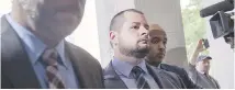  ??  ?? Const. James Forcillo, centre, arrives at a Toronto courthouse on July 28, 2016, to be sentenced for the attempted murder of 18year-old Sammy Yatim in 2013.