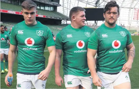  ??  ?? In running:
Garry Ringrose, Tadhg Furlong and Andrew Porter are among the few Irish players hoping to make Lions squad