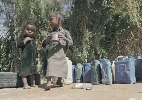  ?? AFP ?? Displaced children at Al Sumya camp, east of Marib city in Yemen, where about 1,200 families arrived this month