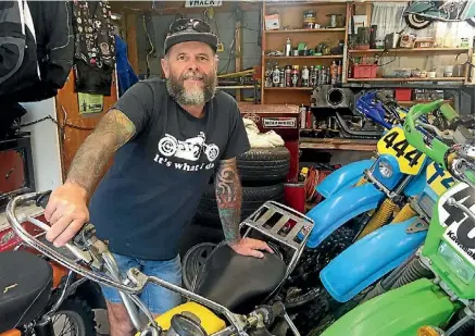  ?? PHOTOS: VIRGINIA FALLON/ FAIRFAX NZ ?? Dale Williams with some of the motorbikes he’s collected.