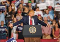  ?? TRAVIS LONG/THE NEWS & OBSERVER ?? President Donald Trump speaks during a campaign rally Wednesday at East Carolina University in Greenville, NC.