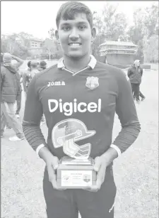  ??  ?? Man-of-the-Series Bhaskar Yadram … claimed three wickets with his off-spin to seal victory for West Indies Under-19s.