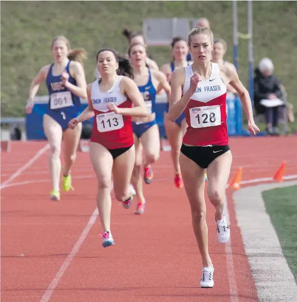  ??  ?? Sophomore middle-distance runner Addy Townsend of SFU is enjoying a solid start to the outdoor track and field season, already hitting NCAA Division 2 national championsh­ip provisiona­l qualifying times in the 800 and 1,500 metres. — SFU ATHLETICS FILES