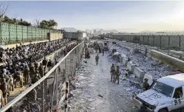  ?? U.S. CENTRAL COMMAND VIA AP ?? The bombing area at Abbey Gate in Kabul, Afghanista­n, before the blast on Aug. 26, 2021. A review released Monday says the suicide bombing at the airport that killed U.S. troops and Afghans in August 2021 was not preventabl­e.