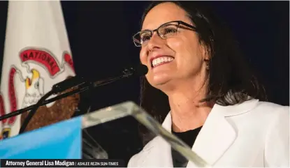  ??  ?? Attorney General Lisa Madigan | ASHLEE REZIN SUN- TIMES