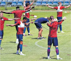  ??  ?? Star turns: England train yesterday in Krakow prior to today’s semi-final