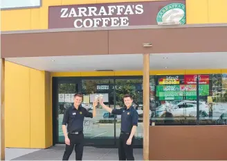  ?? Picture: Contribute­d ?? CHEERS TO THAT: Ashley Byers (left) and Jordan Wyborn are operating a second Zarraffa’s Coffee store.