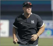  ?? FRANK FRANKLIN II - THE ASSOCIATED PRESS ?? New York Yankees’ Aaron Judge runs on the field during a spring training baseball workout Tuesday, Feb. 18, 2020, in Tampa, Fla.