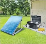  ?? STEVE MAXWELL ?? Solar generators are portable electricit­y production systems that turn sunlight into power for small appliances, water pumps and sump pumps. It’s cheaper to build your own.