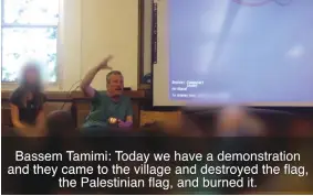  ?? (YouTube) ?? PALESTINIA­N ACTIVIST Bassem Tamimi speaks to children in Ithaca, New York, last year.