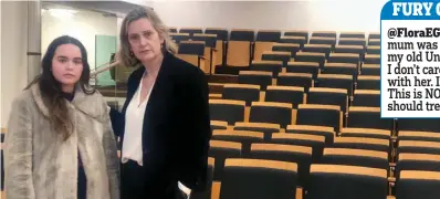  ??  ?? Cancelled: Amber Rudd with student Felicity Graham in the empty lecture hall on Thursday