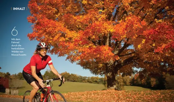  ??  ?? Mit dem Fahrrad durch die herbstlich­en Wälder von Massachuse­tts