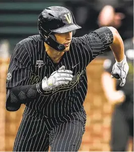  ?? VANDERBILT UNIVERSITY ?? Spencer Jones began his career at Vanderbilt as a pitcher but arm injuries made him a full-time hitter. He is thriving at the plate and in right field this season.