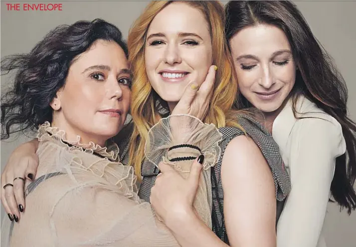 ?? Victoria Stevens ?? THE WOMEN of “The Marvelous Mrs. Maisel,” freed from their restrictiv­e, ’50s-era costumes: Alex Borstein, left, Rachel Brosnahan and Marin Hinkle.