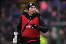  ??  ?? Kerry physiother­apist Katie Purtill during the Allianz Football League Division 1 Round 2 match between Cavan and Kerry at Kingspan Breffni