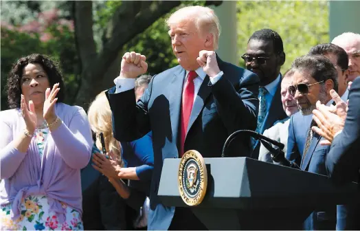  ?? PHOTO AFP ?? Le président américain Donald Trump lors d’un discours hier à la Maison-blanche pour le Jour national de la prière.
