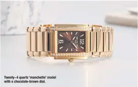  ??  ?? Twenty~4 quartz ‘manchette’ model with a chocolate-brown dial.