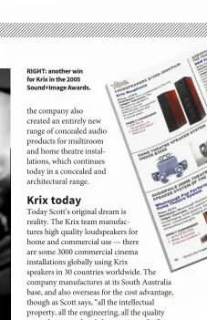  ??  ?? RIGHT: another win for Krix in the 2005 Sound+Image Awards.