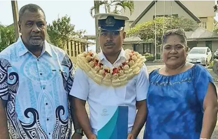  ?? ?? From left: Ratu Luke Ravosai (father), Captain Emosi Ravosai and Adi Alisi Ravosai (mother).