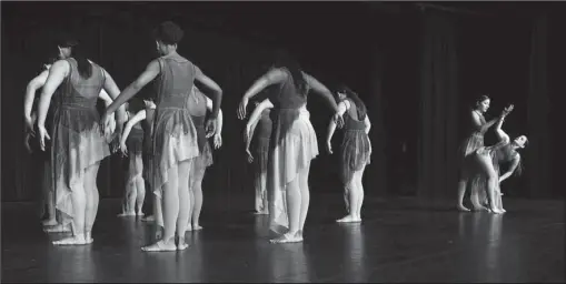  ?? The Sentinel-Record/Grace Brown ?? DIVERSITY IN DANCE: The Hot Springs Dance Troupe performs an original piece to “Strange Fruit” by Nina Simone Saturday during the 20th annual Dr. Martin Luther King Jr. Prayer Breakfast at Horner Hall in the Hot Springs Convention Center.