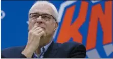  ?? JULIE JACOBSON — THE ASSOCIATED PRESS FILE ?? New York Knicks president Phil Jackson answers questions during a news conference at the team’s training facility in Greenburgh, N.Y. The Knicks and Jackson parted ways Wednesday morning ending a three-year tenure that saw plenty of tumult and not a...