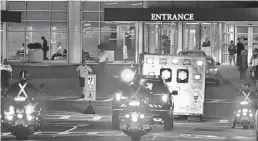  ?? CHRIS CHRISTO/AP ?? David Ortiz arrived at Boston’s Massachuse­tts General Hospital on Monday night.