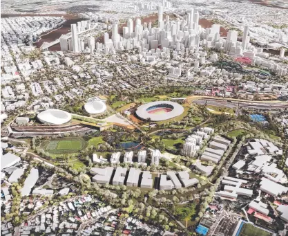  ?? ?? Render of the Victoria Park proposal in Brisbane for the 2032 Olympic Games.