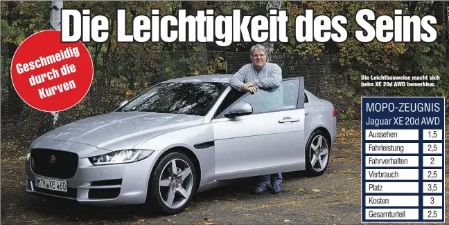  ??  ?? Die Leichtbauw­eise macht sich beim XE 20d AWD bemerkbar.