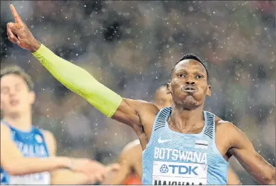  ?? ap phoTo/TIm IreLand ?? Botswana’s Isaac Makwala reacts after finishing a men’s 200m semifinal during the World Athletics Championsh­ips in London, Wednesday.