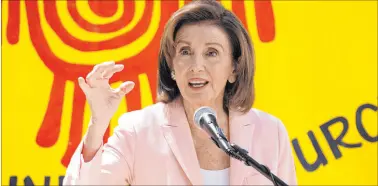  ?? Nick Otto The Associated Press ?? House Speaker Nancy Pelosi, D-Calif., speaks Aug. 19 in San Francisco regarding the Emergency Rental Assistance Program.