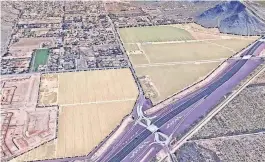  ?? PROVIDED BY CITY OF PHOENIX ?? An aerial photo shows the land included in the Gila Foothills developmen­t planned in Laveen. This photo is facing east.