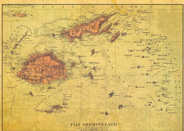  ?? Picture: FINE ART AMERICA ?? A vintage map of Fiji from the 1900s.