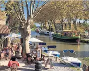  ??  ?? The small port of Le Somail, above, where guests embark or disembark depending on the direction of their cruise