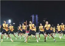  ?? ?? Tunisia’s players take part in a training session at Al Egla facility in Doha.