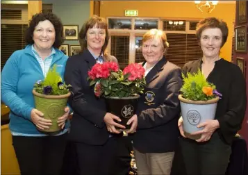  ??  ?? Winners of the ladies’ competitio­n in New Ross sponsored by Glanbia (from left): Maria Burford (second), Marie Therese Wall (winner), Anne Curtis (lady President), Geraldine Mackey (gross).