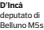  ??  ?? D’Incà deputato di Belluno M5s