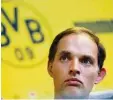  ??  ?? Trainer Thomas Tuchel gestern bei einer Pressekonf­erenz.