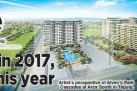  ??  ?? Artist’s perspectiv­e of Alveo’s Park Cascades at Arca South in Taguig.