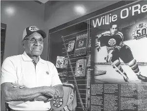  ?? CP PHOTO ?? Willie O’Ree, known best for being the first black player in the National Hockey League, is shown in Willie O’Ree Place in Fredericto­n, N.B., in 2017.