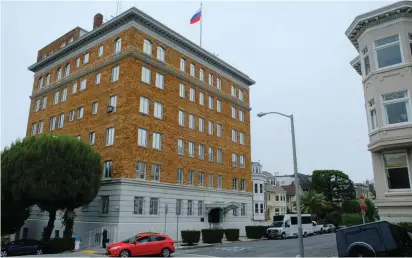  ?? AP ?? The Consulate-General of Russia in San Francisco. The United States is retaliatin­g against Russia by forcing closure of its consulate in San Francisco and scaling back its diplomatic presence in Washington and New York. The State Department says move...