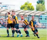  ?? ?? Slough Town will be hoping to beat Hanwell Town and progress in the Trophy. Photo credit: George Beck.