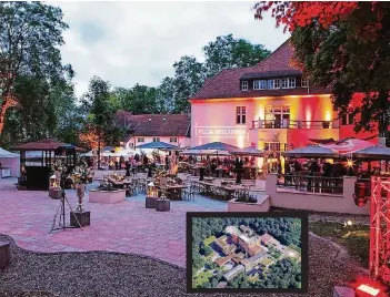  ?? FOTOS (2): BGU ?? In der Villa Rheinperle (großes Foto) feierten jetzt die Mitarbeite­r des Unfallkran­kenhauses (kleines Foto). Trotz der schwierige­n Situation des Hauses herrschte bei allen Feierstimm­ung.