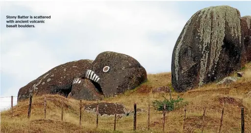  ??  ?? Stony Batter is scattered with ancient volcanic basalt boulders.