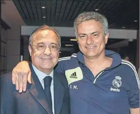  ??  ?? Florentino Pérez y Jose Mourinho, durante la etapa del portugués como técnico madridista