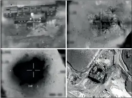  ?? PHOTOS: GETTY IMAGES ?? Before and after: the Israeli military’s images of the bomb site in Syria