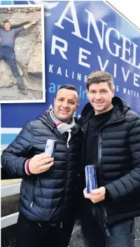  ?? Mark Doyle with Steven Gerrard and, inset, on the angel-shaped stone at the well site ??