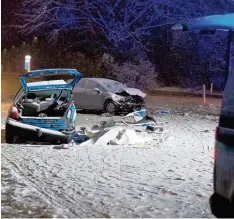  ?? Foto: Sven Grundmann, dpa ?? In Franken schneite es teils kräftig. Auf der Bundesstra­ße 8 in Nürnberg kam ein 23 Jähriger bei einem Unfall ums Leben.