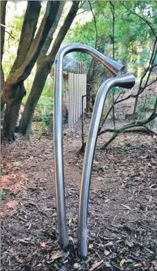  ??  ?? Artistic and interactiv­e, the silver talking tube on display at the Brodick Castle gardens.